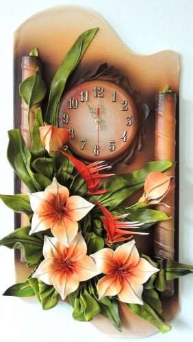 ZEGAR Z LILIAMI I STRELICJAMI  KRÓLEWSKIMI (RAJSKI PTAK)