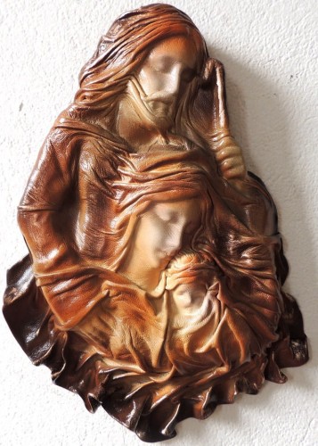 PŁASKORZEŹBA W SKÓRZE - ŚWIĘTA RODZINA, oryginalny prezent, PAMIĄTKA na ślub, JUBILEUSZ, podziękowanie, DEDYKACJA GRAWEROWANA 