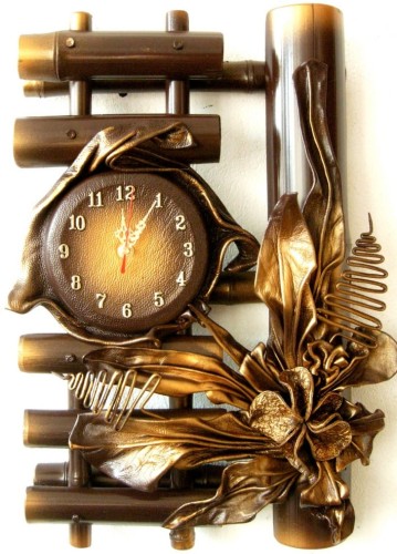 ZEGAR ŚCIENNY, ORYGINALNY PREZENT, SKÓRA- BAMBUS