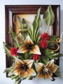 Prawdziwe rękodzieło ze skóry - Lilie i goździki w obrazie.JPG