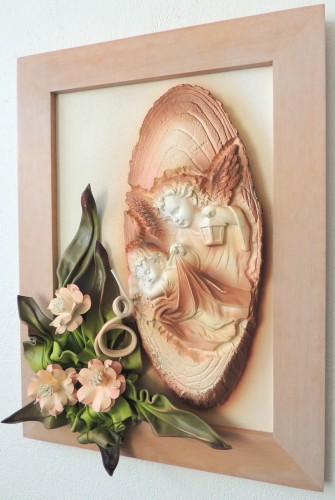 Obraz rękodzieło na przezent Chrzest dla dziewczynki + kwiaty.JPG