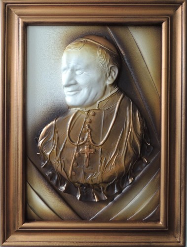 Obraz świętego Jana Pawła II w drenianej ramie.jpg