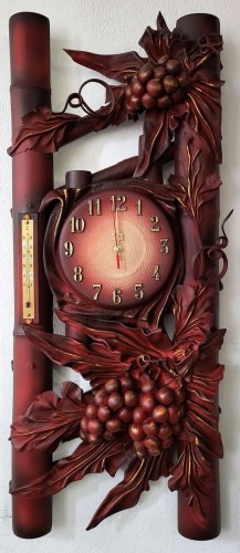 Duży zegar ścienny ze skóry i bambusa.jpg