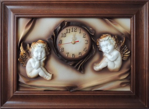 Obraz z aniołkami i zegarem na prezent dla dziecka.jpg