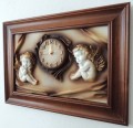 Oryginalny obraz z dwoma aniołkami + zegar rękodzielo.JPG