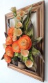 Obraz z bukietem kwiatowym w wazonie ze skóry.JPG