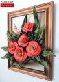 Obraz produkcji polskiej z różami w drewnianej ramie.JPG