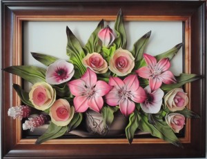 Obraz 3D z bukietem kwiatów w wazonie - PREZENT na 50, 60, 70, 80-te urodziny 