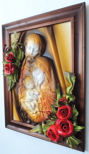 Obraz święta rodzina 3d ze skóry ręcznie wykonana.JPG