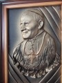Obraz z papieżem - rękodzieło ze skóry.JPG