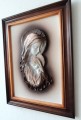 Obraz z płaskorzeźbą maryji rękodzielo ze skóry.JPG