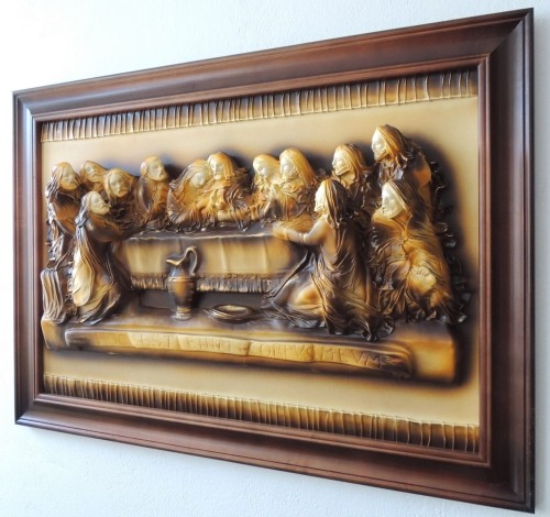 Obraz z płaskorzeźbą ostatniej wieczerzy 3d.JPG