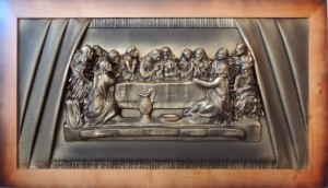 OSTATNIA WIECZERZA obraz ze skóry  - czarno srebrny   - duży rozmiar - S9-9