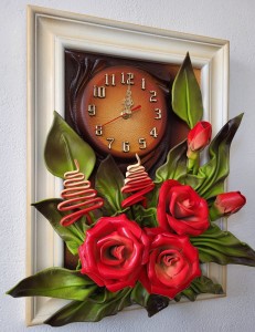Obraz z czerwonymi różami i zegarem - na prezent dla kobiety, mamy! 