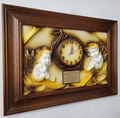 Obraz 3d z aniołami w drewnianej ramie złoty dąb.jpg