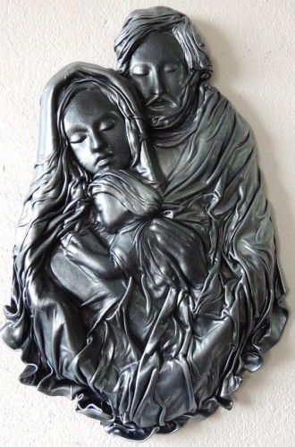 ŚWIĘTA RODZINA, PŁASKORZEŹBA,CZARNO SREBRNA, ORYGINALNY PREZENT NA ŚLUB, PODZIĘKOWANIE, JUBILEUSZ, KOMUNIĘ, DEDYKACJA GRAWEROWANA, WSPANIAŁA PAMIĄTKA