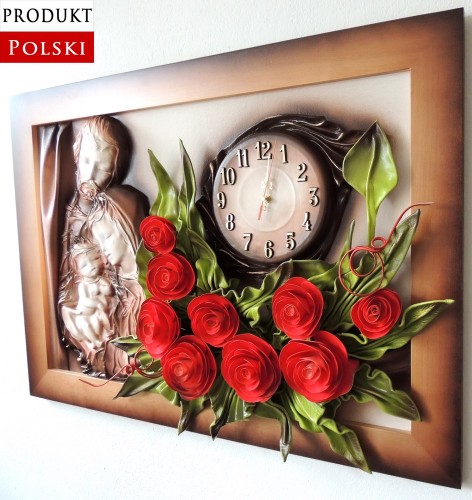 obraz-produkcji-polskiej-rękodzieło-ze-skóry-święta-rodzina-kwiaty-zegar.jpg