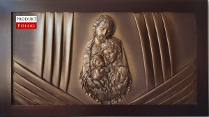 Bardzo duży obraz z płaskorzeźbą ŚWIĘTEJ RODZINY na prezent ślubny DLA NOWOŻEŃCÓW