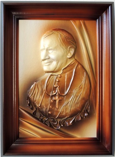 obraz ze skóry z papieżem JANEM PAWŁEM II