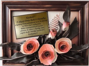 ŚLICZNE RÓŻOWO-KAWOWE RÓŻYCZKI.  ŚLUB. PODZIĘKOWANIA, JUBILEUSZ. K2D-9