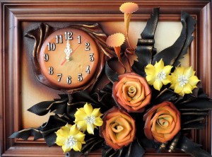 Obraz z zegarem 2 w 1 + kwiaty - prezent na urodziny JUBILEUSZ emeryturę