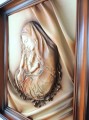 OBRAZ ŚLUBNY, WSPANIAŁY PREZENT, MATKA BOŻA MARYJA, RĘKODZIEŁO W SKÓRZE, CIEPŁA KOLORYSTYKA