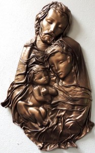 ŚWIĘTA RODZINA BRONZO - PŁASKORZEŹBA W SKÓRZE NA PREZENT - SRW-5