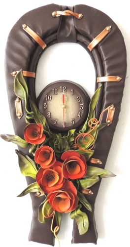 ZEGAR CHOMĄTO ZE SKÓRY "CZERWONE MAKI"