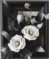 Czarno Biały obrazek ze skóry z różami 