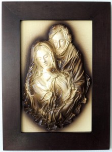 Obraz z Świętą Rodziną w płaskiej drewnianej ramie - SR5-7