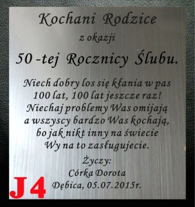 DEDYKACJA NA JUBILEUSZ - GRAWER - J4