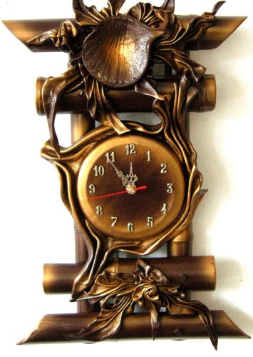  	ZEGAR Z BAMBUSA, SKÓRA, PREZENT DO NOWEGO DOMU