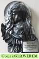 Czarno-srebrna MARYJA Z DZIECIĄTKIEM, płaskorzeźba w skórze MATKA BOŻA, prezent, pamiątka na ŚLUB, jubileusz, podziękowanie, CHRZCINY, możliwa dedykacja GRAWER