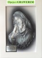 Obraz ze skóry, z matką bożą, Maryją, rękodzieło, drewniana biała rama, pozłacany (miedziowany), oryginalny prezent, pamiątka ślubu, jubileuszu, podziękowanie, TWOJA DEDYKACJA, GRAWER