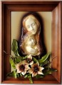  	PIĘKNY OBRAZ SKÓRZANY Z MATKĄ BOŻĄ MARYJA, NA PREZENT, ŚLUBNY, JUBILEUSZ, PODZIĘKOWANIE, RĘKODZIEŁO W SKÓRZE, PRODUCENT OBRAZÓW RELIGIJNYCH ZE SKÓRY