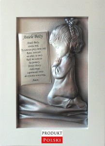 Obraz z dedykacją (grawerem) dla dziewczynki na KOMUNIĘ - CHRZCINY - A2-D4