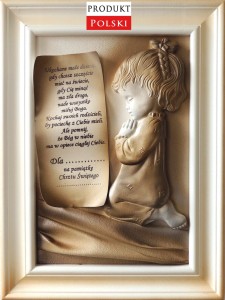 Obraz z dedykacją na KOMUNIĘ lub CHRZCINY - oryginalna pamiątka dla dziewczynki - A2-D6