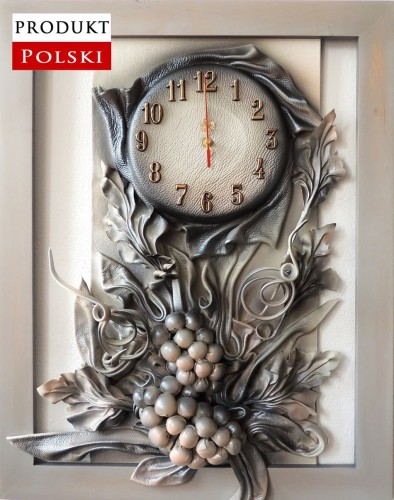 Duży-zegar-ścienny-skóra-winogrona-drewniana ram.jpg
