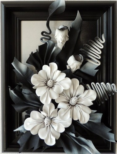 OBRAZ KWIATOWY W CZARNO-BIAŁEJ KOLORYSTYCE