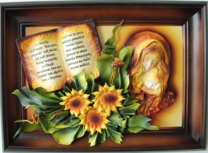 Obraz ze skóry z MATKĄ BOŻĄ - dedykacja - K5-6D