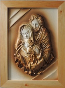 Obraz Świętej Rodziny w drewninej lakierowanej ramie - skórzany - SR5-17