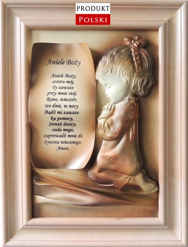 Obraz w beżowej ramie, dedykacja na chrzest, komunię.jpg