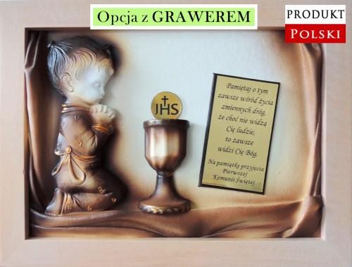 Obraz w drewnianej ramie - prezent komunijny - dedykacja - grawer.jpg