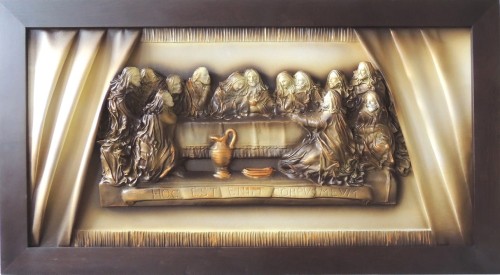 Duży obraz ostatnia wieczerza - płaska brązowa ramka - rekodzielo ze skóry.jpg