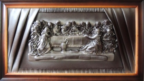 Ostatnia wieczerza - duży obraz w kolorze metalicznego bronzo.jpg