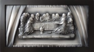 Ostatnia Wieczerza, duży obraz w czarnej drewnianej ramie - S9-8