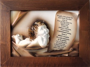 OBRAZ Z ANIOŁKIEM I DEDYKACJĄ - KOMUNIA- CHRZEST - A2-4