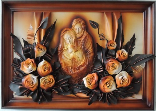 Święta Rodzina kwiaty - obraz ze skóry