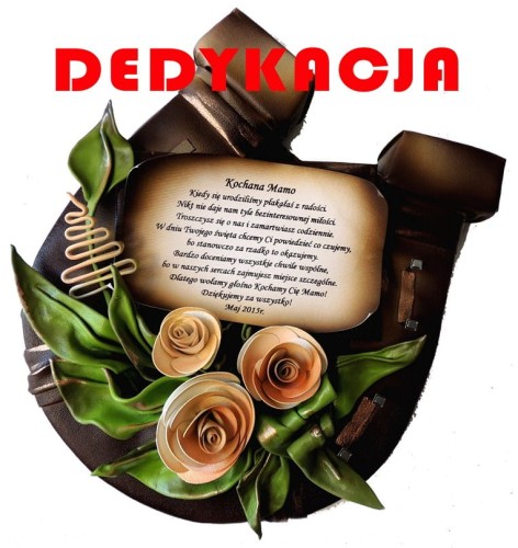 NA SZCZĘŚCIE :) NA ZDROWIE :) NA PREZENT Z OKAZJI DNIA MAMY ! PODKOWA ZE SKÓRY, RĘKODZIEŁO 