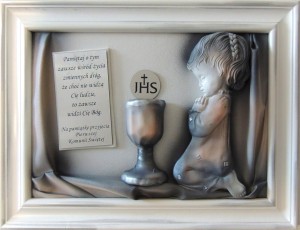 Pamiątka I Komunii Świętej - obraz dla dziewczynki z dedykacją 